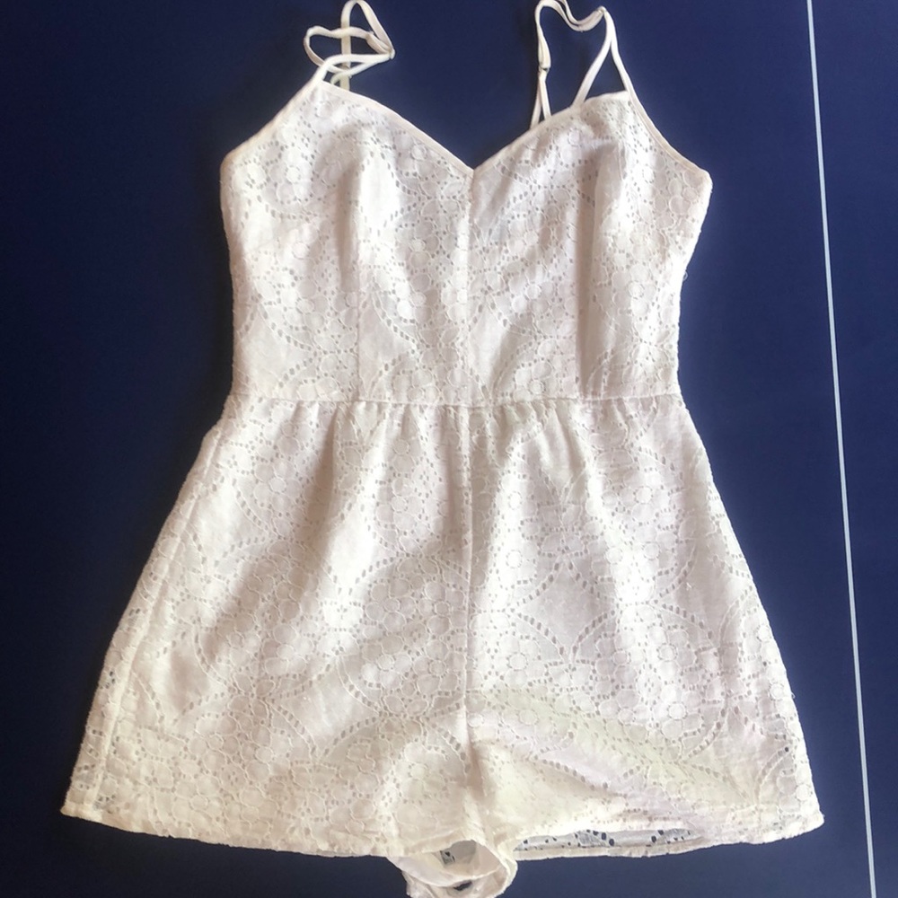 White Strappy Patterned Romper